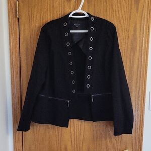 Michel Studio Black Blazer with Metal Grommet Accents